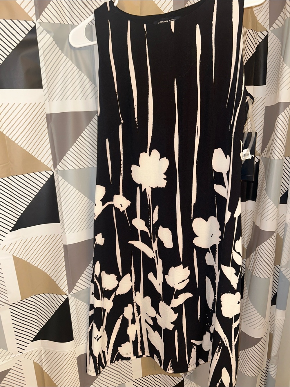 American Living Black and White Floral Sleeveless Dress